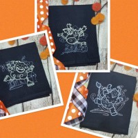Halloween Monster Set of 3 Machine Embroidery Design  - Sketch Stitch
